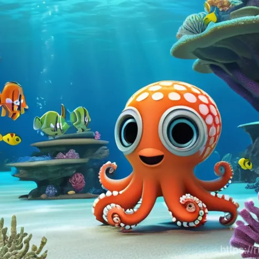 옥토넛 애니메이션 글로벌 수상 - A highly detailed, vibrant 3D animation featuring Captain Barnacles, Kwazii, and Peso from The Octon...