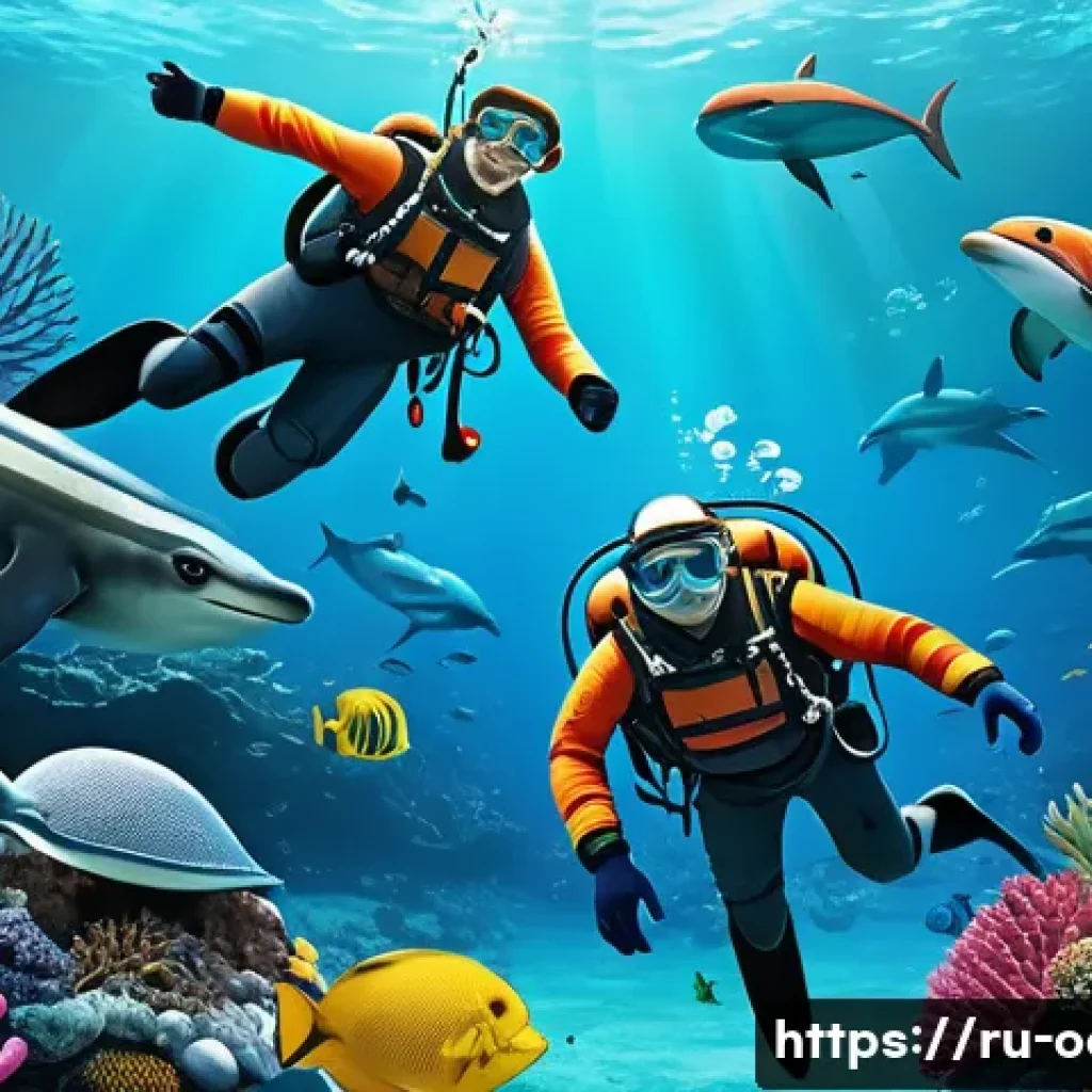옥토넛 주요 에피소드의 교훈 - A vibrant underwater scene featuring a diverse team of animated marine explorers wearing colorful, f...