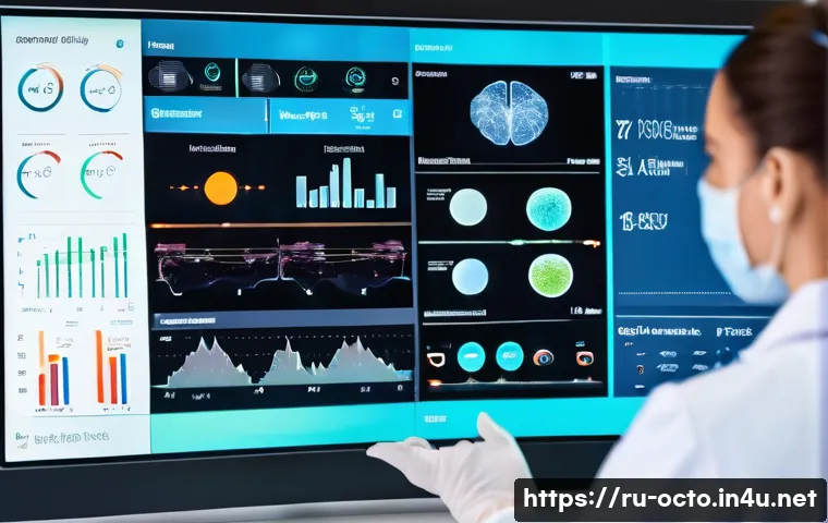 옥토넛 페이소의 의료 장비 소개 - A modern medical device with advanced high-sensitivity sensors displayed on a sleek touchscreen inte...
