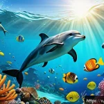 Home 23 옥토넛과 유사한 콘텐츠 추천 - A vibrant underwater scene featuring friendly animated sea creatures like dolphins, turtles, and col...